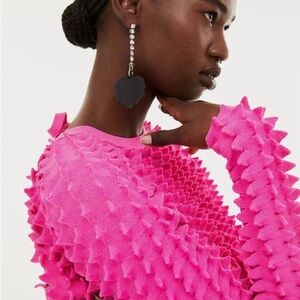 NEW Vibrant Pink Textured Dress H&M Studio Inovation Size M